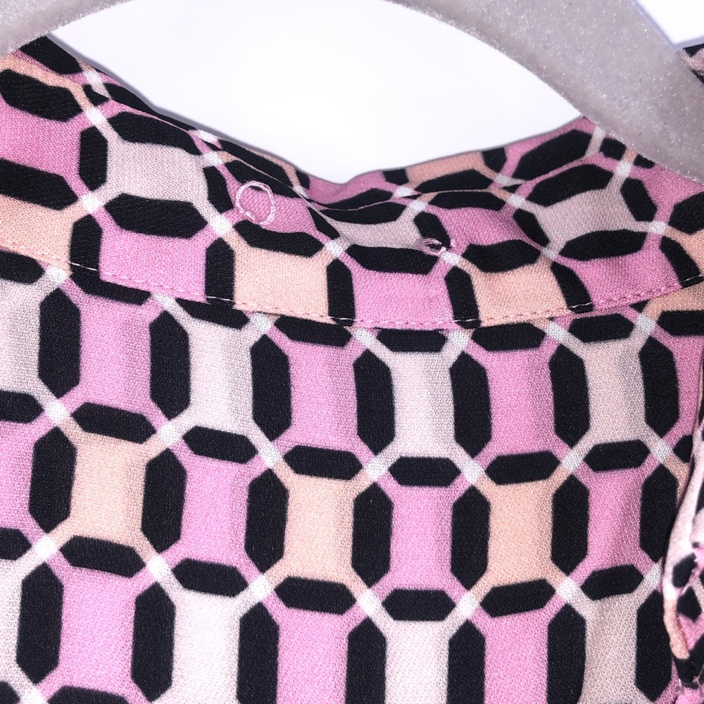 Elie Tahari Saxon Geometric Print Tie Waist Shirtdress Dress in Canyon Rose - Picture 6 of 9